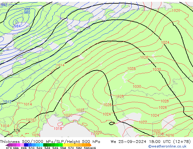 Theta-e 850hPa CMC/GEM We 25.09.2024 18 UTC