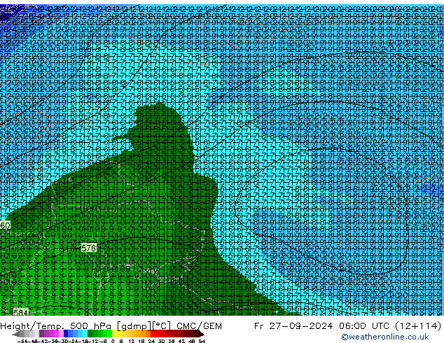 Height/Temp. 500 hPa CMC/GEM  27.09.2024 06 UTC