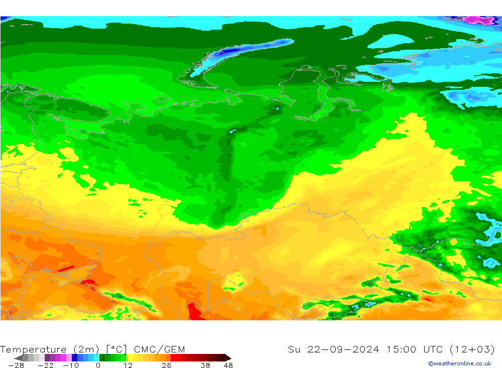 карта температуры CMC/GEM Вс 22.09.2024 15 UTC
