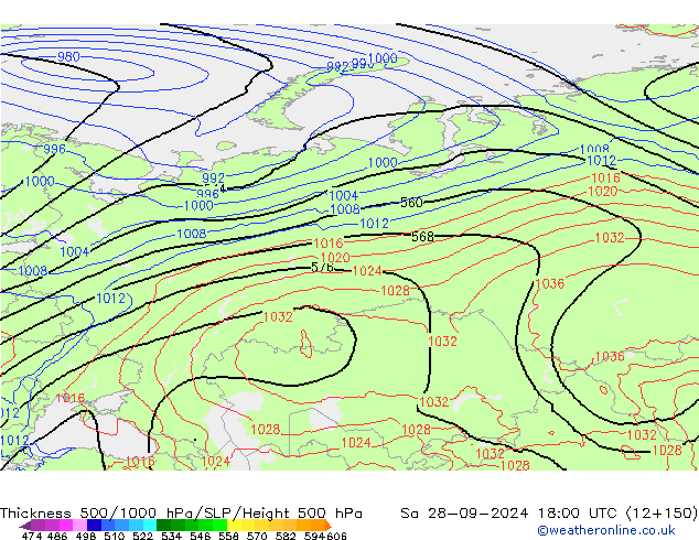 Theta-e 850hPa CMC/GEM Sa 28.09.2024 18 UTC