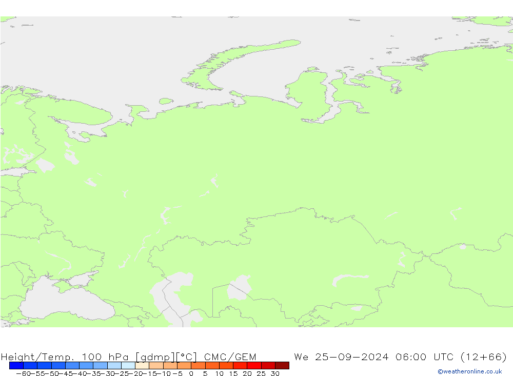 Height/Temp. 100 hPa CMC/GEM śro. 25.09.2024 06 UTC