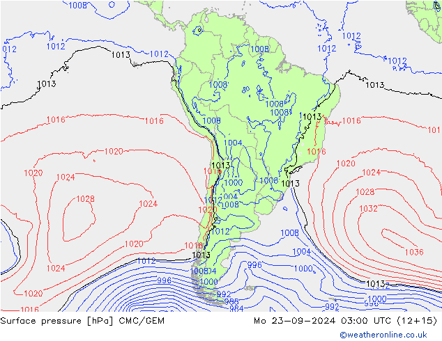 Atmosférický tlak CMC/GEM Po 23.09.2024 03 UTC