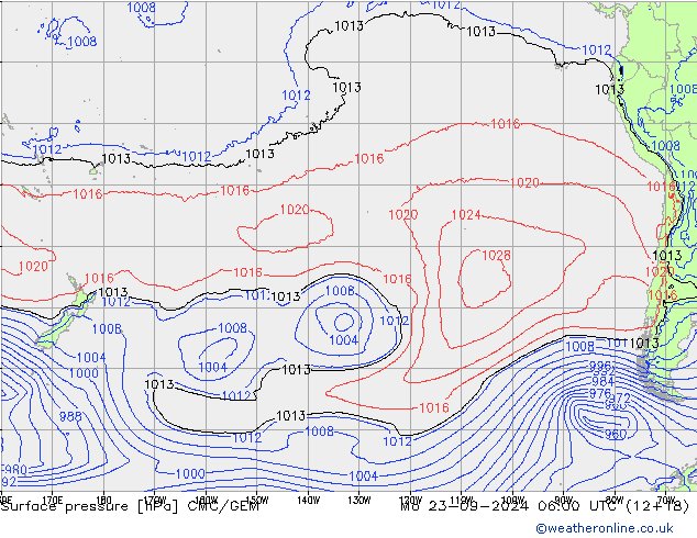 Surface pressure CMC/GEM Mo 23.09.2024 06 UTC