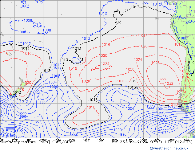 pression de l'air CMC/GEM mer 25.09.2024 03 UTC