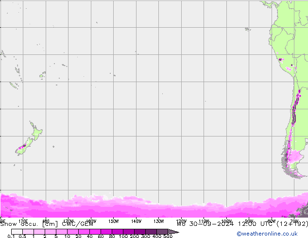 Snow accu. CMC/GEM Po 30.09.2024 12 UTC