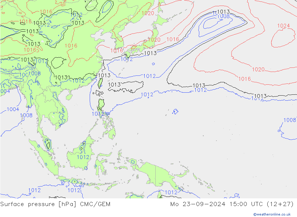 Surface pressure CMC/GEM Mo 23.09.2024 15 UTC