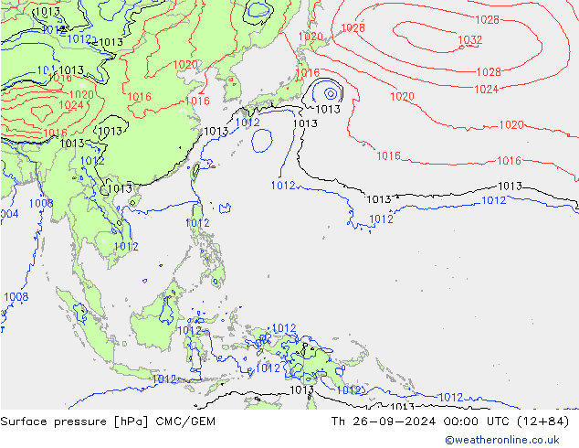 Surface pressure CMC/GEM Th 26.09.2024 00 UTC