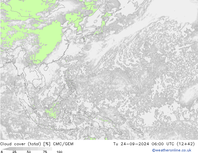 Bulutlar (toplam) CMC/GEM Sa 24.09.2024 06 UTC