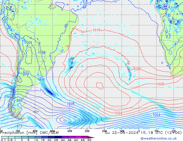 Precipitazione CMC/GEM dom 22.09.2024 18 UTC