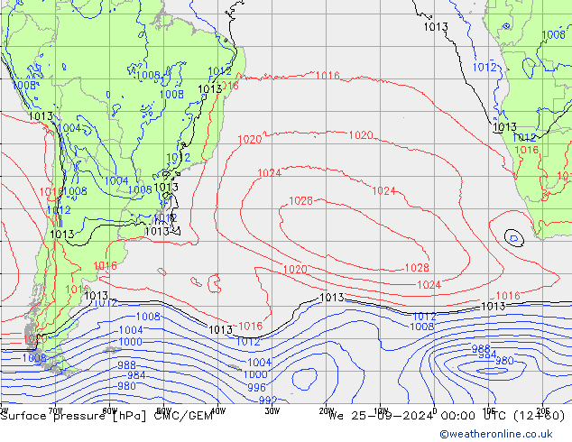 Surface pressure CMC/GEM We 25.09.2024 00 UTC