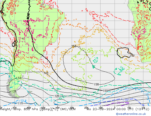 Height/Temp. 850 hPa CMC/GEM Seg 23.09.2024 00 UTC