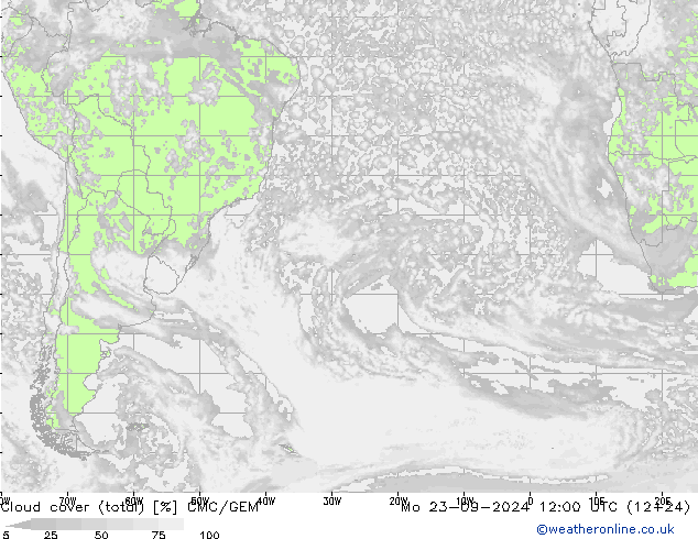 Bewolking (Totaal) CMC/GEM ma 23.09.2024 12 UTC