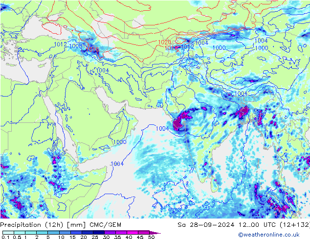 Precipitação (12h) CMC/GEM Sáb 28.09.2024 00 UTC