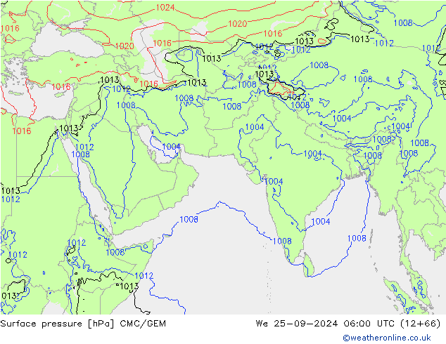 Surface pressure CMC/GEM We 25.09.2024 06 UTC