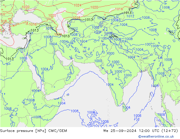 Surface pressure CMC/GEM We 25.09.2024 12 UTC