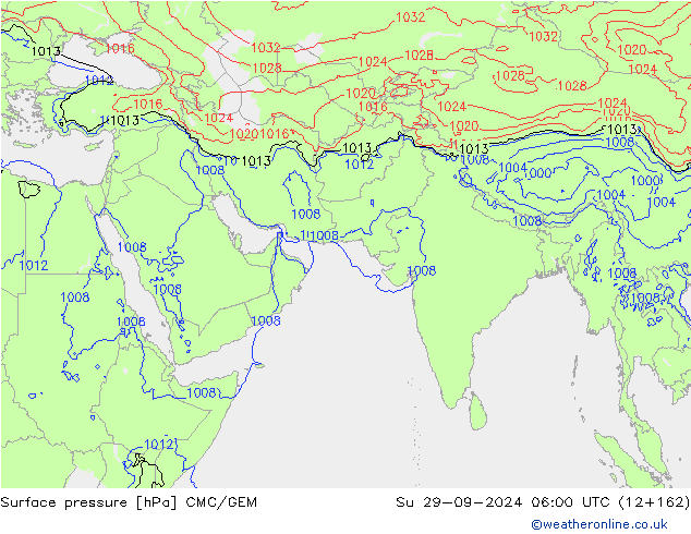 Atmosférický tlak CMC/GEM Ne 29.09.2024 06 UTC