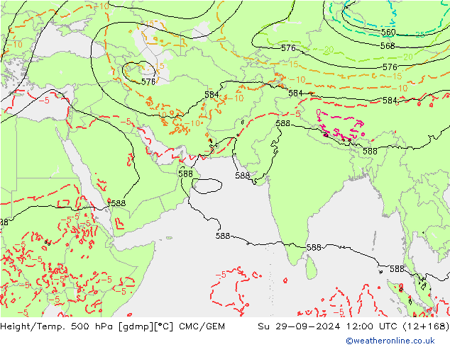 Geop./Temp. 500 hPa CMC/GEM dom 29.09.2024 12 UTC