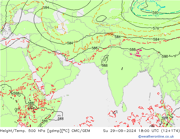 Height/Temp. 500 hPa CMC/GEM So 29.09.2024 18 UTC