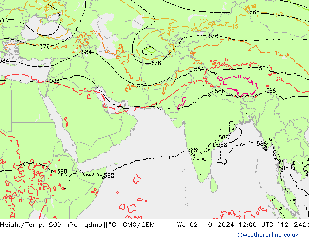 Yükseklik/Sıc. 500 hPa CMC/GEM Çar 02.10.2024 12 UTC