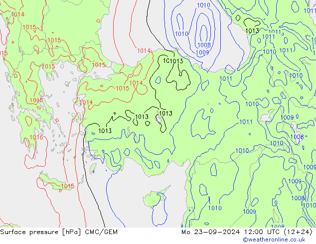 Surface pressure CMC/GEM Mo 23.09.2024 12 UTC