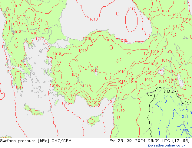 pression de l'air CMC/GEM mer 25.09.2024 06 UTC