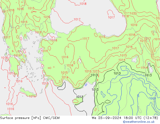 pressão do solo CMC/GEM Qua 25.09.2024 18 UTC