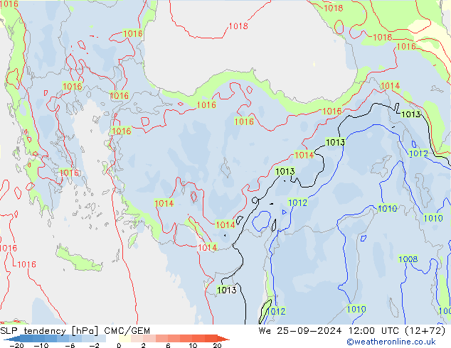 SLP tendency CMC/GEM We 25.09.2024 12 UTC