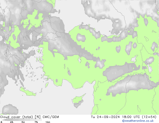 Nubi (totali) CMC/GEM mar 24.09.2024 18 UTC