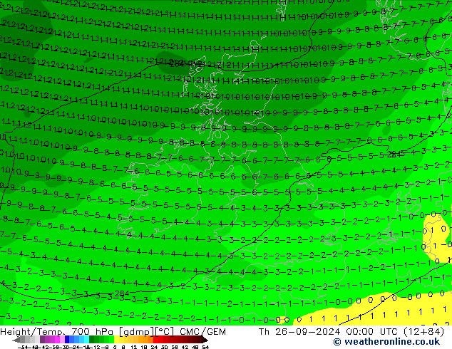 Height/Temp. 700 hPa CMC/GEM  26.09.2024 00 UTC