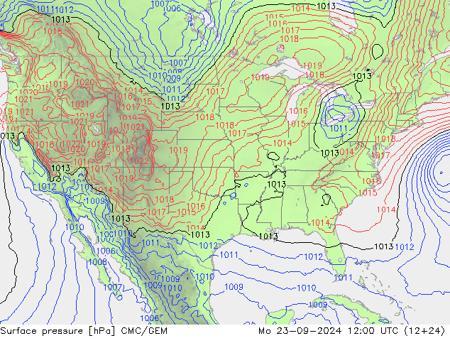 Surface pressure CMC/GEM Mo 23.09.2024 12 UTC