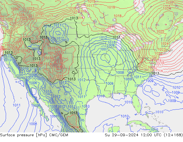 Surface pressure CMC/GEM Su 29.09.2024 12 UTC