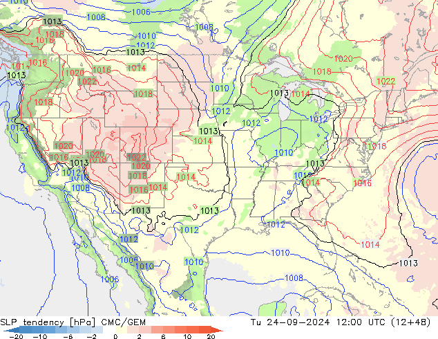 SLP tendency CMC/GEM Tu 24.09.2024 12 UTC