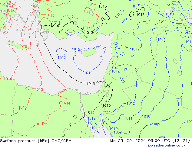 Luchtdruk (Grond) CMC/GEM ma 23.09.2024 09 UTC