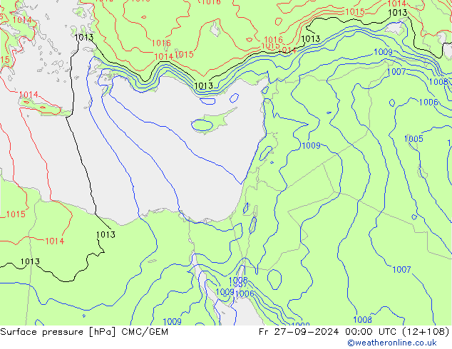 Surface pressure CMC/GEM Fr 27.09.2024 00 UTC