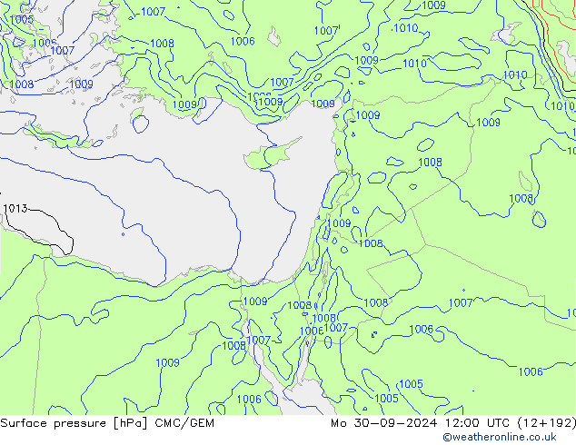 Surface pressure CMC/GEM Mo 30.09.2024 12 UTC