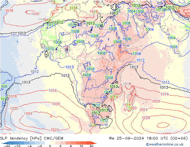 SLP tendency CMC/GEM We 25.09.2024 18 UTC