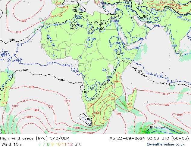 High wind areas CMC/GEM Mo 23.09.2024 03 UTC