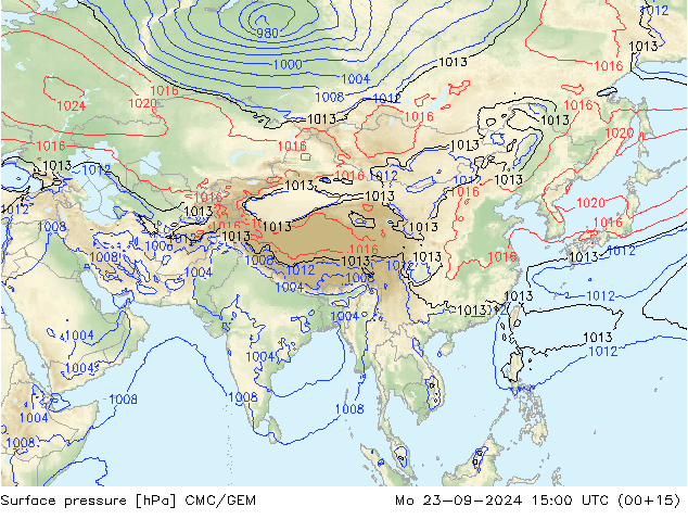 Luchtdruk (Grond) CMC/GEM ma 23.09.2024 15 UTC