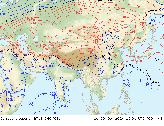 Atmosférický tlak CMC/GEM Ne 29.09.2024 00 UTC