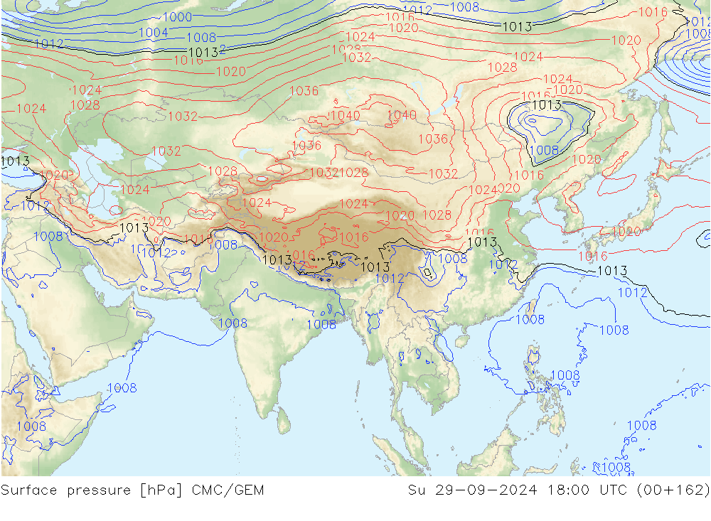 Surface pressure CMC/GEM Su 29.09.2024 18 UTC