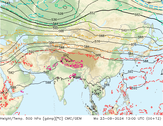 Height/Temp. 500 hPa CMC/GEM Mo 23.09.2024 12 UTC