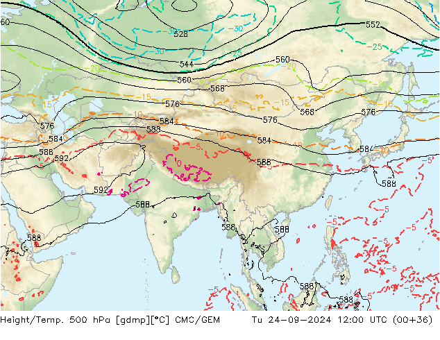 Height/Temp. 500 hPa CMC/GEM Tu 24.09.2024 12 UTC