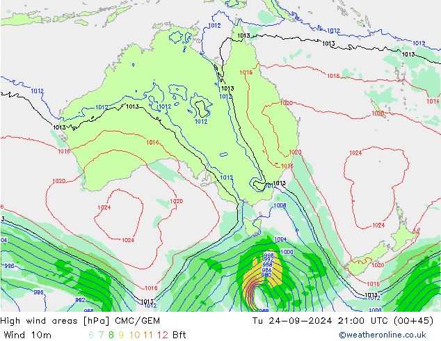 High wind areas CMC/GEM  24.09.2024 21 UTC