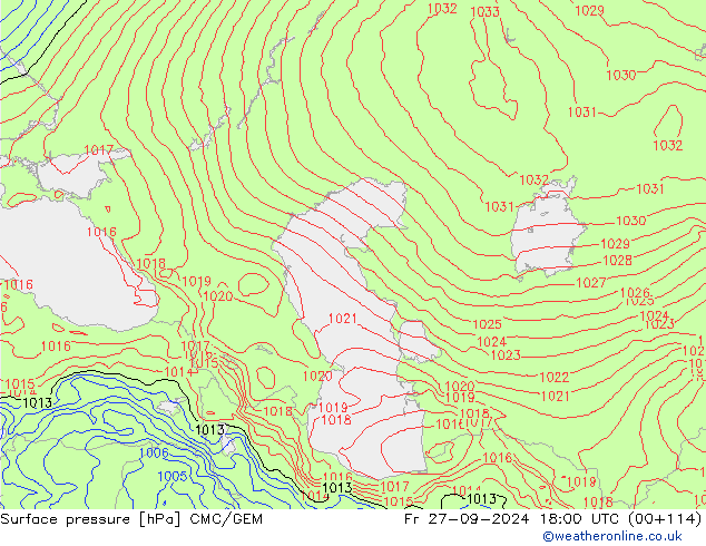 pression de l'air CMC/GEM ven 27.09.2024 18 UTC