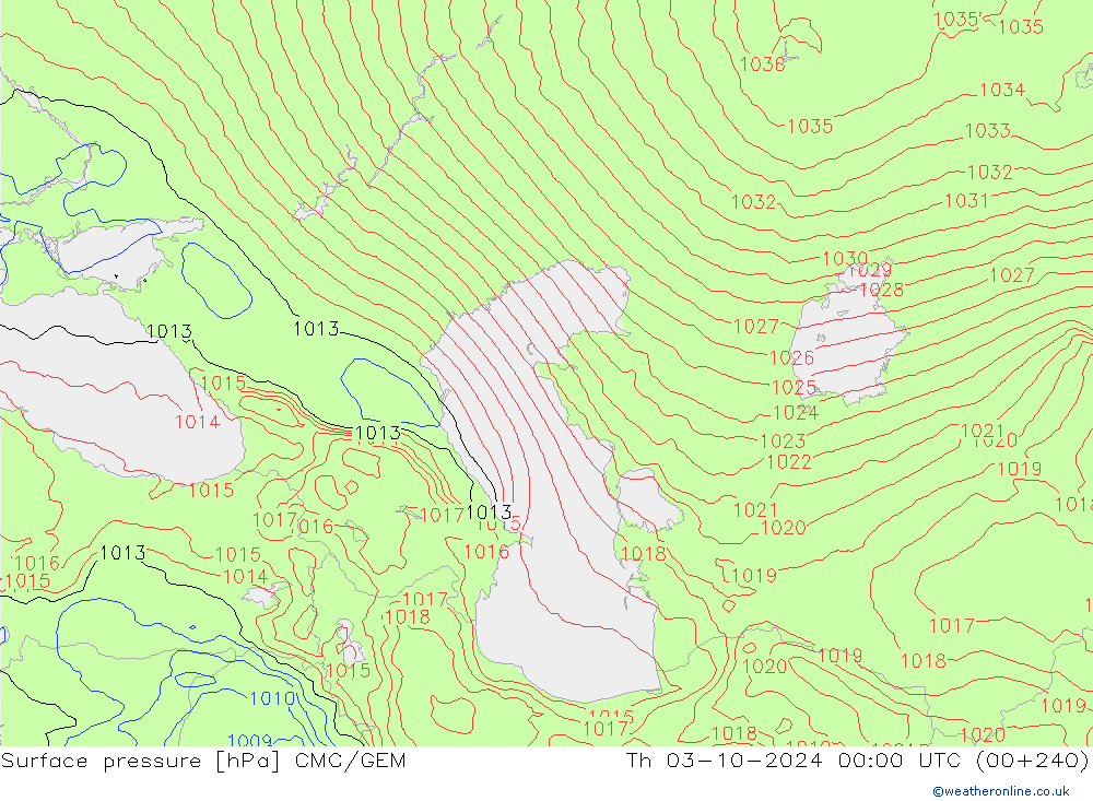 приземное давление CMC/GEM чт 03.10.2024 00 UTC