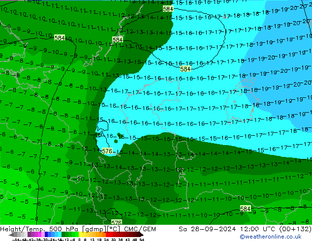 Height/Temp. 500 hPa CMC/GEM  28.09.2024 12 UTC