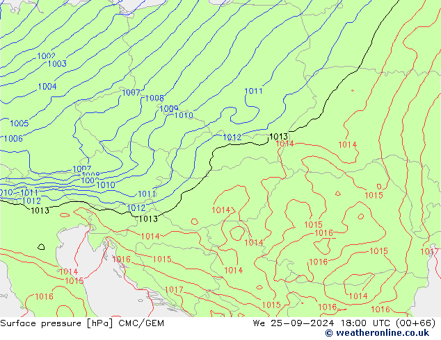 pression de l'air CMC/GEM mer 25.09.2024 18 UTC