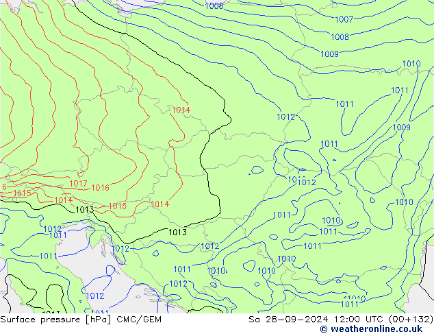 Surface pressure CMC/GEM Sa 28.09.2024 12 UTC