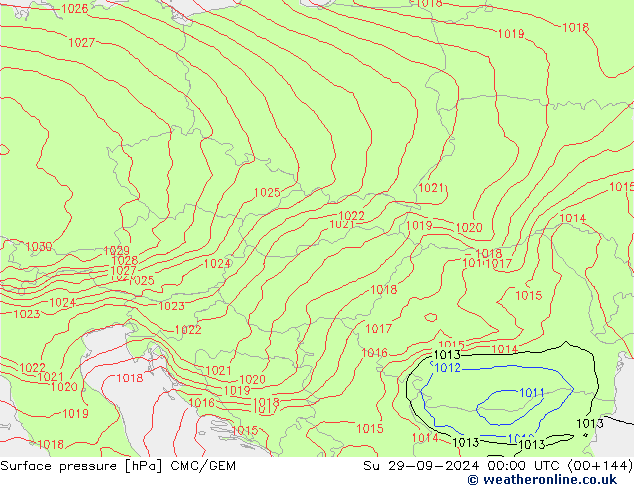 Surface pressure CMC/GEM Su 29.09.2024 00 UTC