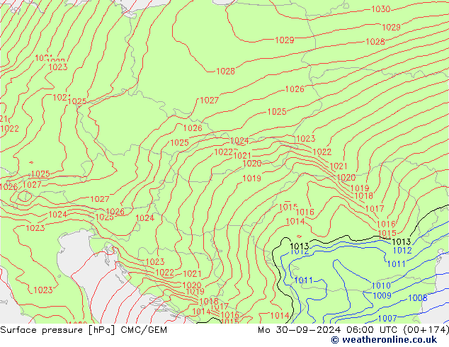 Surface pressure CMC/GEM Mo 30.09.2024 06 UTC